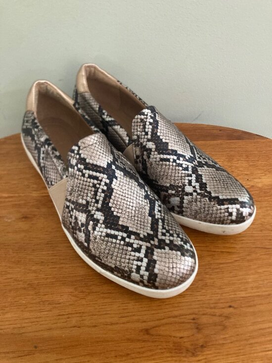 new directions Shoes - New Directions Snakeskin Slip-On Sneakers With Metallic Heel Accent Cushioned In